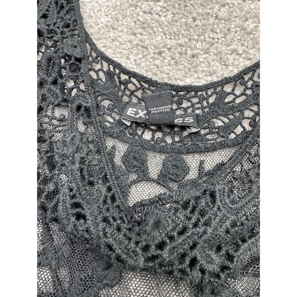 Black Sheer Fairy Witchy Lace Goth Whimsigoth Top Womens XSmall Romantic Y2K - Picture 7 of 10